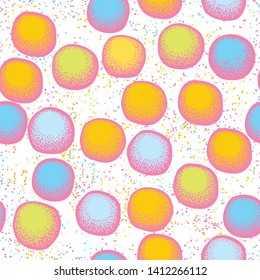 Seamless composition. Not neatly cobbled balls roll on a colored background.