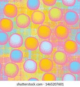Seamless composition. Not neatly cobbled balls roll on a colored background.