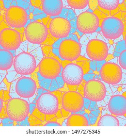 Seamless composition. Not neatly cobbled balls roll on a colored background.