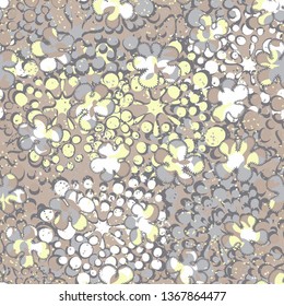Seamless composition. Not neatly drawn motley blots scattered over a colored background.