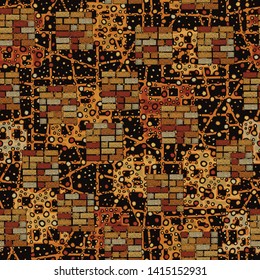 Seamless composition. Not neatly drawn square brick walls scattered on a colored background.