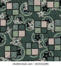 Seamless composition. Not neatly drawn square check patches are scattered over a colored background.