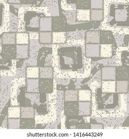 Seamless composition. Not neatly drawn square check patches are scattered over a colored background.