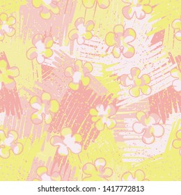 Seamless composition. Not neatly drawn motley blots scattered over a colored background.