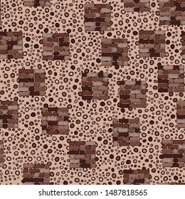 Seamless composition. Not neatly drawn square brick walls scattered on a colored background.