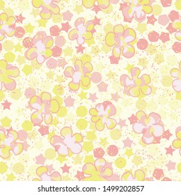Seamless composition. Not neatly drawn motley blots scattered over a colored background.