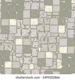 Seamless composition. Not neatly drawn square check patches are scattered over a colored background.