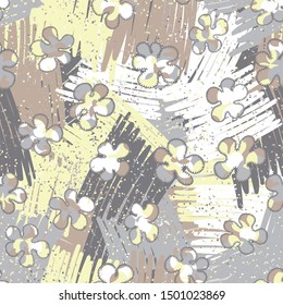 Seamless composition. Not neatly drawn motley blots scattered over a colored background.