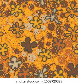 Seamless composition. Not neatly drawn bulging blots scattered on a colored background.
