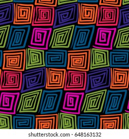 Seamless concentric square vector pattern. Colorful abstract geometric  ornament.