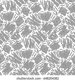 Seamless concentric square vector pattern. Monochrome abstract geometric ornament.