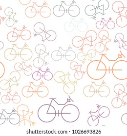 Seamless conceptual background outline of bicycle for design catalog or texture. Cartoon style vector.