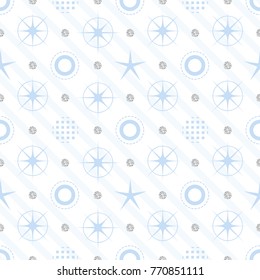 seamless confetti blue snowflake and star with silver glitter bubble  pattern on  stripe background