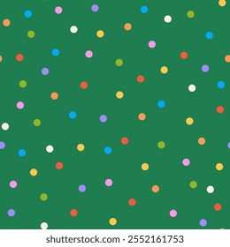 Nahtloses Konfetti-Muster mit bunten und lebendigen runden Kreisen. Festliche Feiern, Partys und Veranstaltungen. Lustiges und verspieltes Vektordesign zum Einwickeln von Papier, Dekoration und Hintergrund.