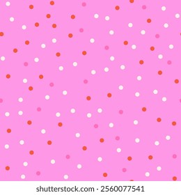 Seamless confetti pattern with colorful and vibrant round circles. Festive celebrations, parties, and events. Fun and playful vector design for wrapping paper, decoration and background.