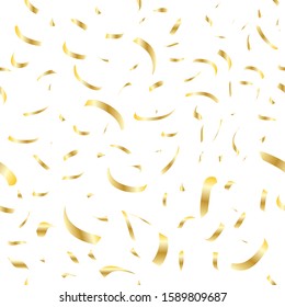 Seamless confetti pattern. Endless festive background for your design. A decoration that creates a festive mood
Golden elements of various shapes and sizes
Isolated. Vector illustration