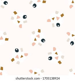 Seamless confetti sprinkles dot pattern design. Neutral monochrome color. Hand drawn playful irregular texture background. Wallpaper fresh scandi  home decor. Modern fashion textile all over print