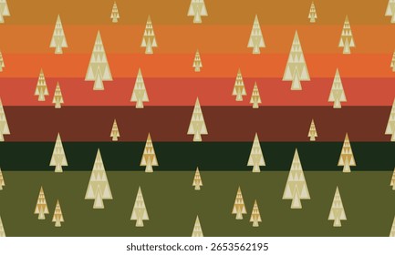 Nahtloser Nadelwald Hintergrund. Natur, Landschaft. Kiefer, Fichte, Christbaum. Nebel immergrüne Nadelbäume. Silhouette Vektorgrafik Handgezeichneter Baum Vektor Nahtloses Muster