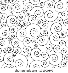 Seamless Connected Curls Pattern. Curls And Whirls Background - Black And White Colors.