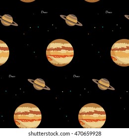Seamless with constellations, planets Saturn and Jupiter