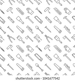 Seamless construction tools icons pattern grey  vector on white background