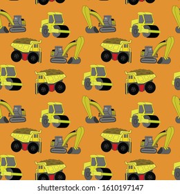 Seamless Construction vehicles.vector drawing kids pattern.EPS10 illustration