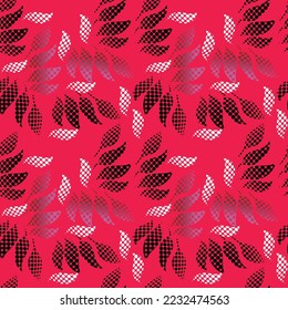 Seamless, Contemporary floral shapes with leaves, trees, fruits, and floral bouquets. Folk style. Mid Century Modern Art design for paper, cover, fabric, interior decor, and other users.	
