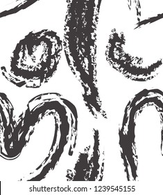 Seamless contemporary pattern with heart and dry brush strokes in hand drawn style.