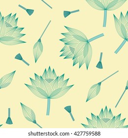 Seamless continuous background lotus flower linear decorative design