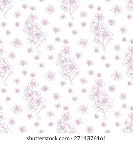 Nahtlose kontinuierliche Linie Art Muster von Orchidee Blumen in Rosa. Ditsy floral nahtlose Muster verkörpert Themen der Schönheit, Anmut, Zärtlichkeit und natürliche Raffinesse.