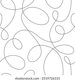 Seamless continuous line pattern. Abstract squiggly background with continuous lines. Curvy intersections of ropes