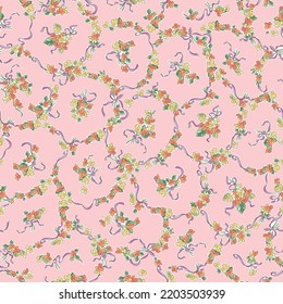 Seamless continuous pattern of cute bouquets,