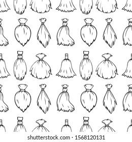 Seamless contour background broom Hand drawn stamp set