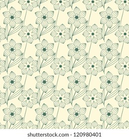 Seamless contour floral decorative pattern