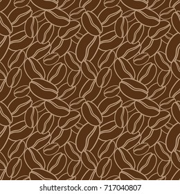 Seamless contour pattern of the coffe in the grains. Vector illustration