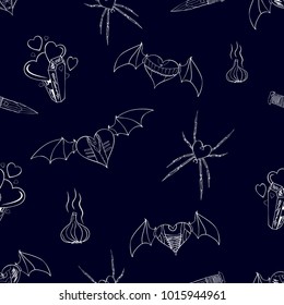 Seamless contour pattern with a theme of vampires for Valentines Day