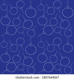 Patrón de contorno sin inconvenientes de un juguete de Navidad blanco sobre un fondo azul. Embalaje de regalo. Imagen vectorial en un fondo blanco aislado.
