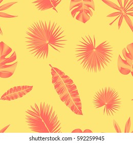 seamless contour tropical pattern, with exotic leaves. yellow pattern printing on clothes, T-shirts, shirts, shorts