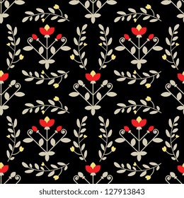 Seamless contrast damask floral pattern