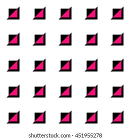 Seamless contrast image with squares on a white background. Black and white squares and triangles.
