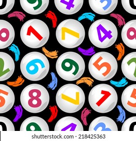 Seamless contrasting background with numbers in balls on the dark area