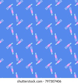 Seamless conversational pattern, vector design, endless background with lipsticks