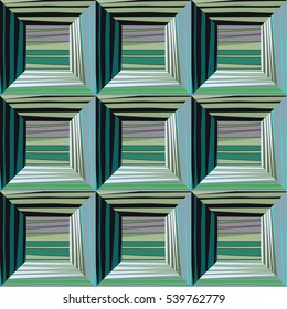 Seamless convex squares - vector illustration. Surround the squares, an illusion, a 3d image