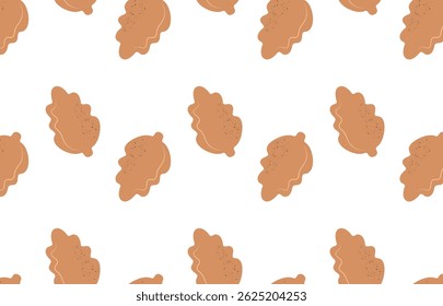 Seamless cookie pattern on a white background. Baking in the form of a sheet. Vector illustration
