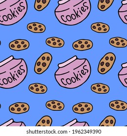 Seamless cookie pattern. Vector image of sweets.