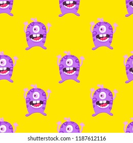 seamless cool cartoon monsters pattern vector illustration