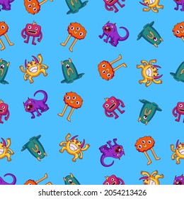 seamless cool monsters vector illustration template