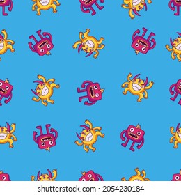 seamless cool monsters vector illustration template