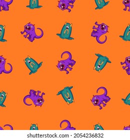 seamless cool monsters vector illustration template