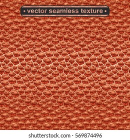 Seamless copper leather texture. Vector imitation of a natural surface with the metallic coating. Exact realistic combination of salmon shades and reflexes gives to the pattern a copper luster effect.